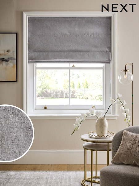 Grey Ready Made Blackout and Thermal Soft Marl Roman Blind (AY6228) | €53 - €132