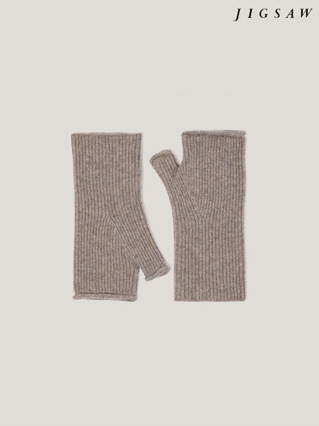 Jigsaw Cream Wool Cashmere Blend Mittens (AY6233) | AED160