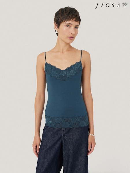 Jigsaw Blue Modal Lace Vest (AY6235) | €24