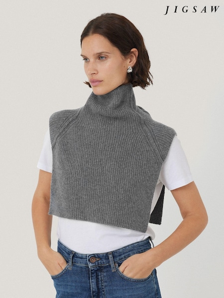 Jigsaw Grey Wool Cashmere Roll Neck Bib (AY6236) | €47.50
