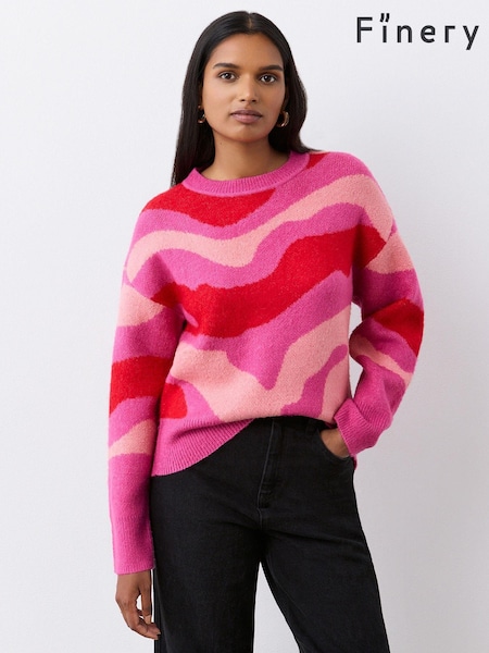 Finery Minnie Pink Abstract Print Knitted Jumper (AY6271) | 255 LEI