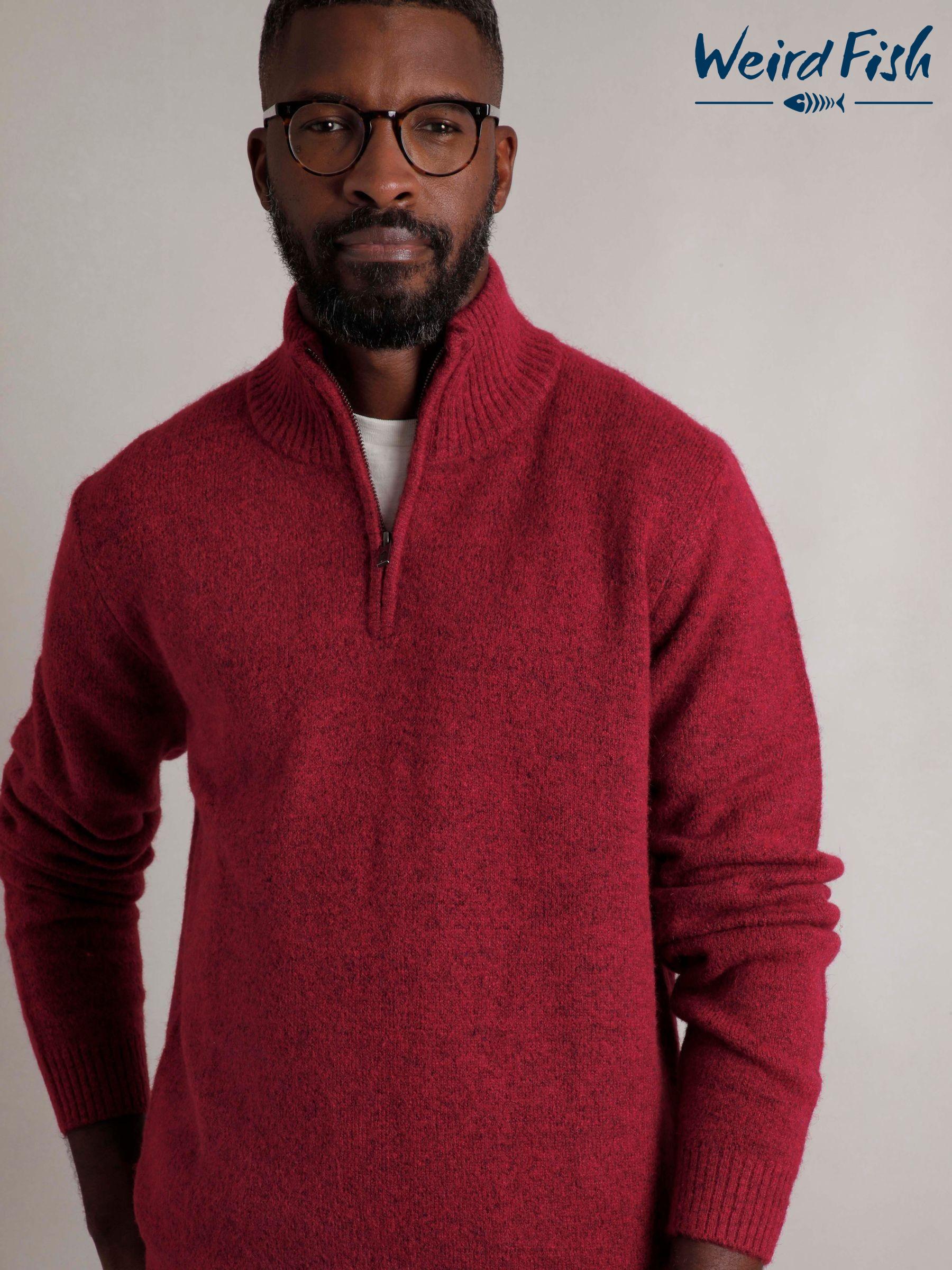 Men s Red Zip Neck Long Sleeve Knitwear Next South Africa
