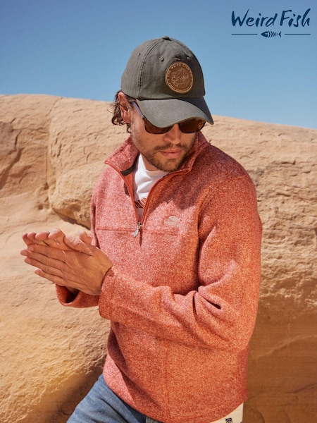 Weird Fish Brown Laramie Eco 1/4 Zip Snow Marl Fleece (AY6375) | AED189