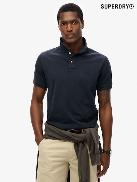 Superdry Blue Dark Vint Destroy 100% Cotton Polo Shirt (AY6420) | €53