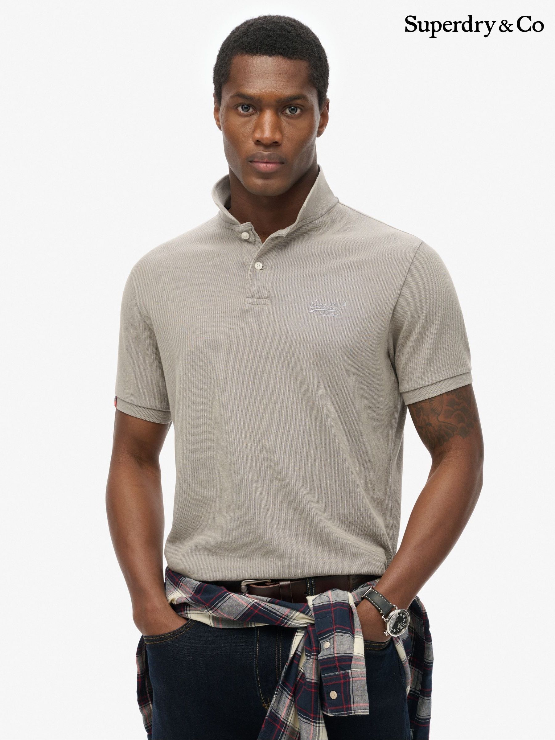 superdry grey polo