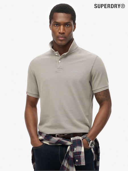 Superdry Grey Vintage Destroy Relaxed 100% Cotton Polo Shirt (AY6421) | €53