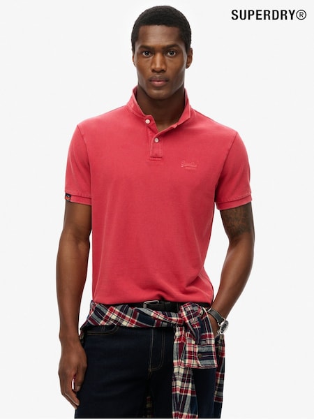 Superdry Red Vintage Destroy Relaxed 100% Cotton Polo Shirt (AY6422) | 173 QAR
