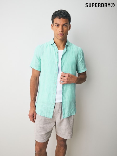 ירוק - Superdry Vacation 100% Linen Shirt (AY6426) | ‏251‏₪