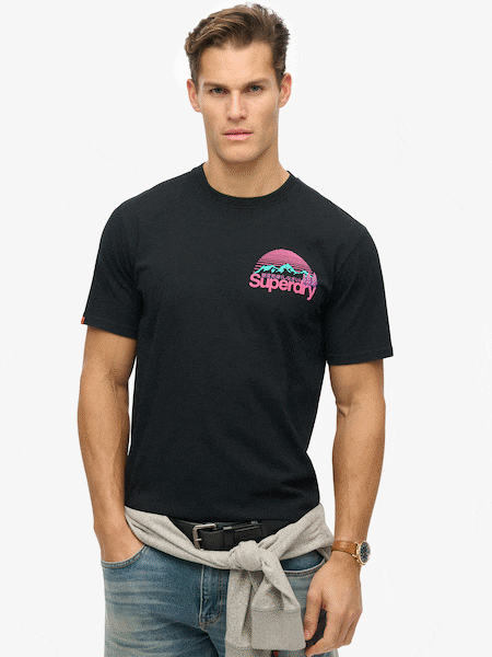 Superdry Black Core Logo Great Outdoor Chest 100% Cotton T-Shirt (AY6431) | €35