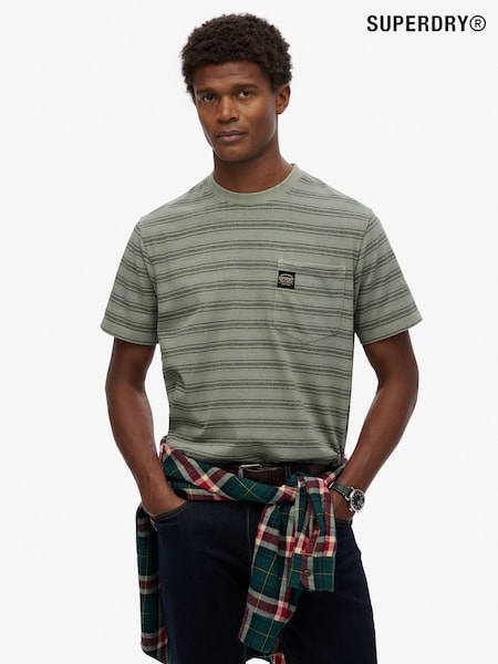 Superdry Green Contrast Stripe Pocket T-Shirt (AY6433) | €35