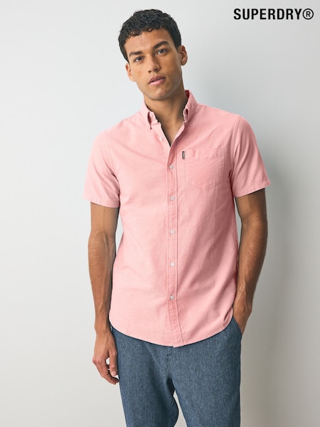 Superdry Pink Oxford Short Sleeve 100% Cotton Shirt (AY6438) | ₪226