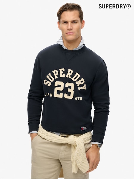 Superdry Blue Vintage Athletic Crew Neck 100% Cotton Sweatshirt (AY6440) | R$ 545