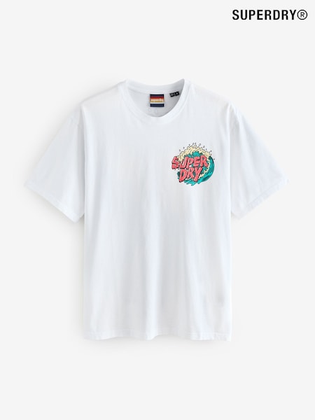 Superdry White Outdoor Narrative Loose 100% Cotton T-Shirt (AY6441) | €46