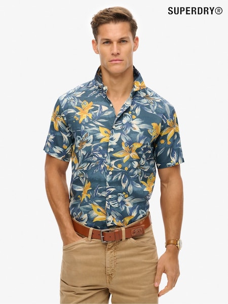 Superdry Blue Hawaiian Print Shirt (AY6442) | 28,260 Ft