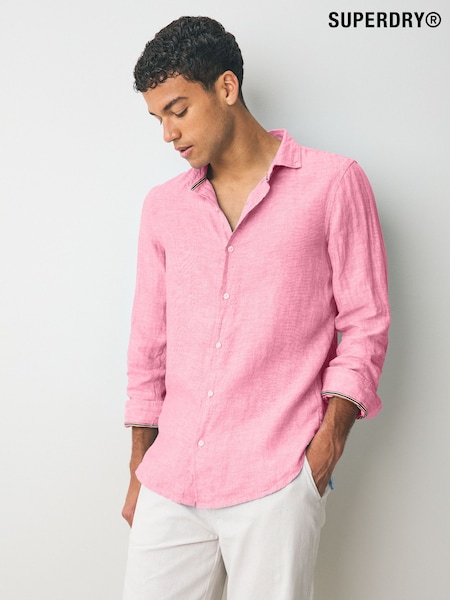 ורוד - Superdry חולצה עם שרוולים ארוכים,, דגם Vacation, %100 פשתן (AY6456) | ‏327‏₪