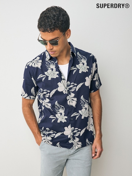 כחול כהה - Superdry Hawaiian Print Shirt (AY6469) | ‏226‏₪