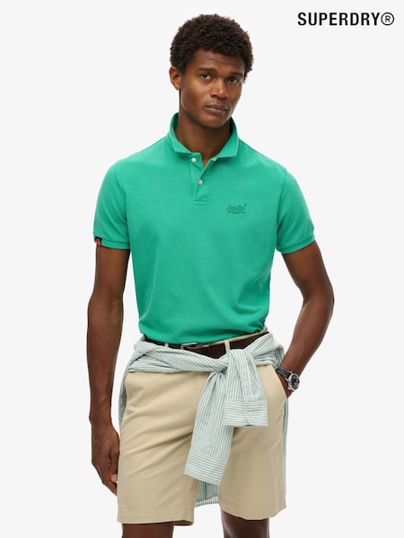 Superdry Green Vintage Destroy Relaxed 100% Cotton Polo Shirt (AY6470) | $61