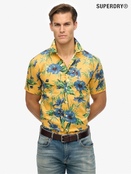 Superdry Yellow Short Sleeve Hawaiian Printed Shirt (AY6474) | €68