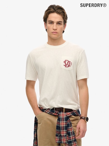 Superdry Cream Merchant Graphic Loose Fit 100% Cotton T-Shirt (AY6476) | €43