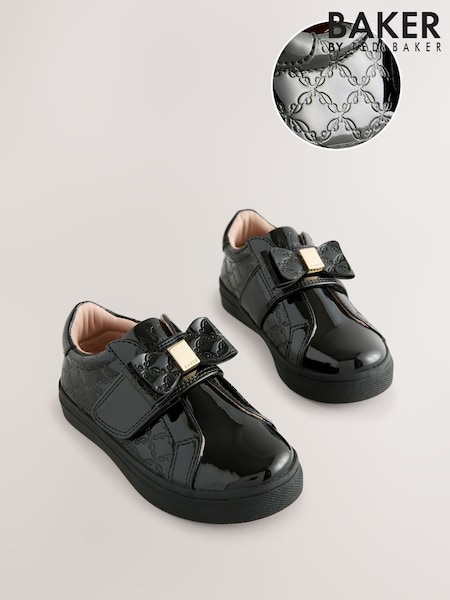 Baker by Ted Baker Boys Back to School Patent Bow Black Trainers (AY6480) | AED239 - AED251