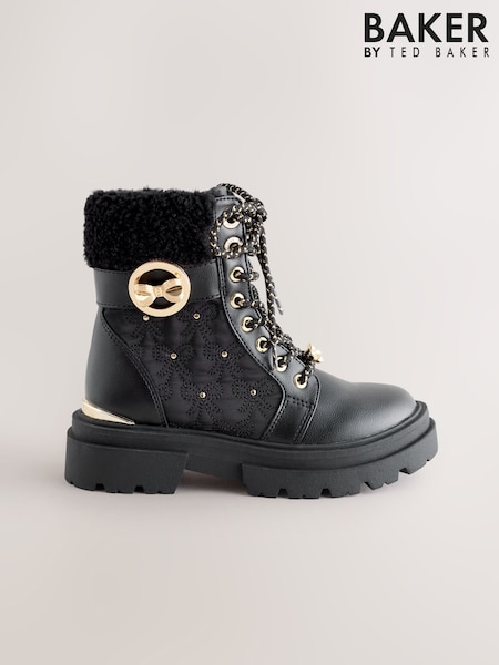 Baker by Ted Baker Girls Embossed Lace-Up Chunky Boots (AY6494) | AED347 - AED359