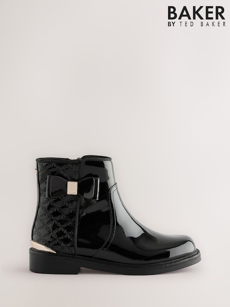Baker by Ted Baker Girls Patent Chelsea Black Boots (AY6496) | AED311 - AED323