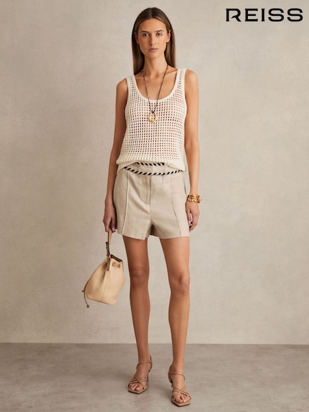 ניטרלי - Reiss Fawn Whipstitch Shorts (AY6530) | ‏948‏₪