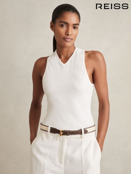 Reiss White Clara Racerback 100% Cotton Vest Top (AY6537) | €50