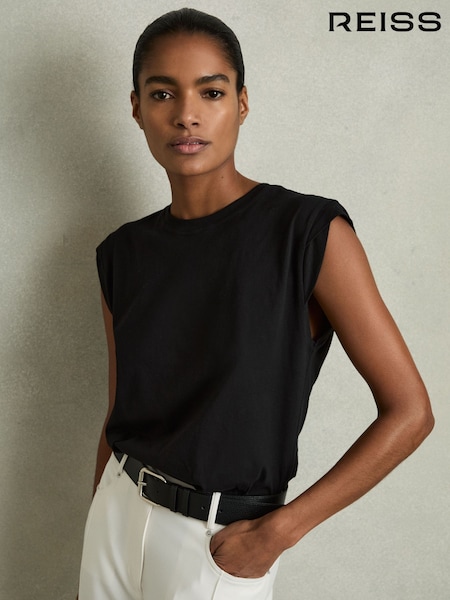 Musta - Reiss Jade Cotton Erittäin lyhyt hiha T-paita (AY6544) | €47