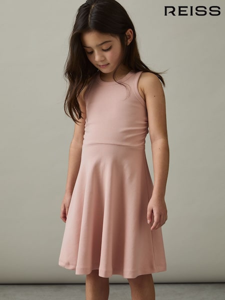 Reiss Pink Eliza Jersey Ruched Skater Dress (AY6545) | €33