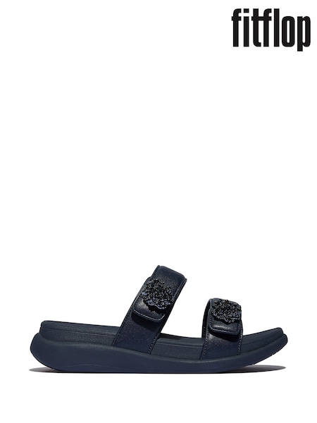 FitFlop Blue F-mode Go Beadie-Button Adj Flatform 2-bar Slides (AY6563) | 4,806 UAH