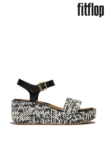 FitFlop Platfforms Woven Wedge Ankle Strap Black Sandals (AY6587) | €143