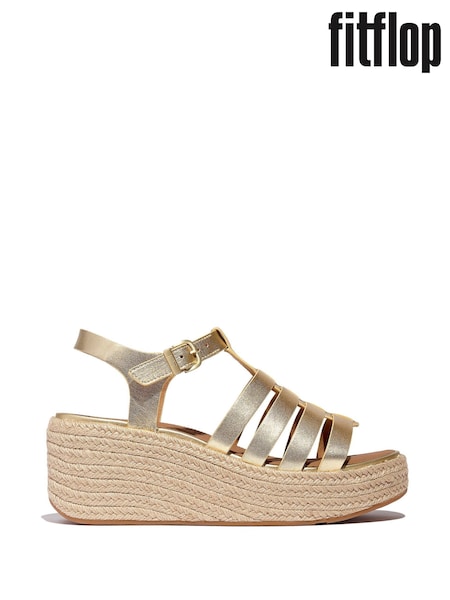 FitFlop Grey Platfforms Leather Fisherman Wedge Sandals (AY6601) | €165
