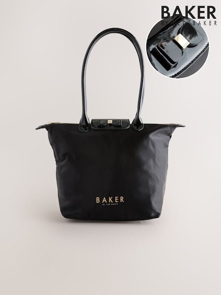 Baker by Ted Baker Girls Back to School Nylon Bow Black Tote Bag (AY6606) | R$ 315