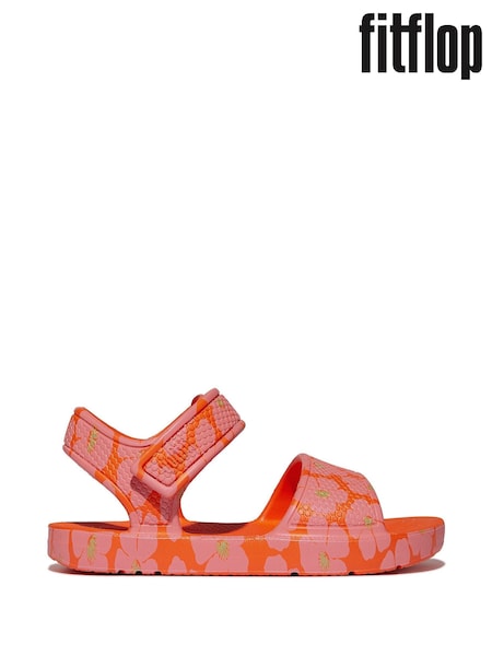 FitFlop Kids Toddler Orange iQushion Poppy Print Sandals (AY6611) | AED102