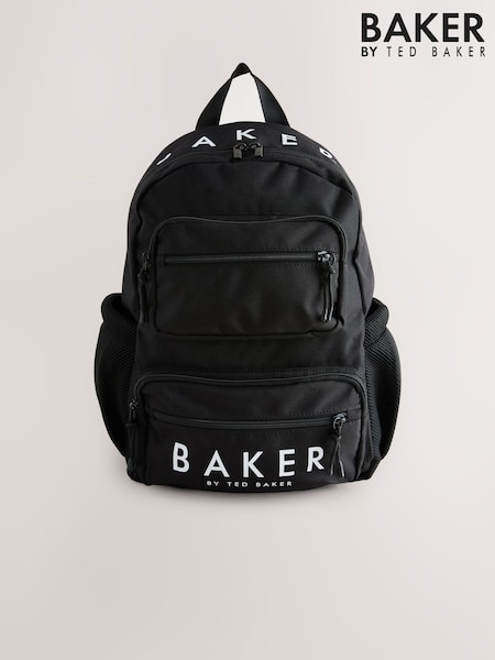 Baker by Ted Baker Boys Back to School Double Pocket Black Backpack (AY6612) | 59 €