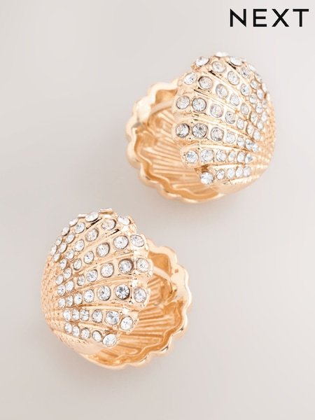 Gold Tone Shell Shaped Hinge Earrings (AY6623) | €14.50