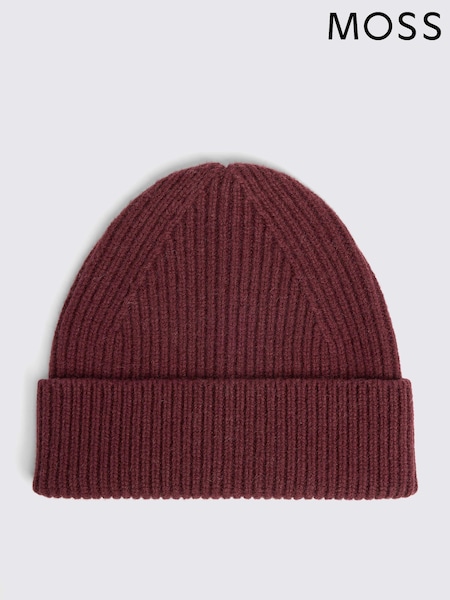 MOSS Red Cashmere Blend Ribbed Beanie (AY6672) | €53