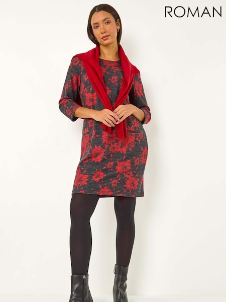 Roman Floral Print Pocket Shift Stretch Dress (AY6678) | €60