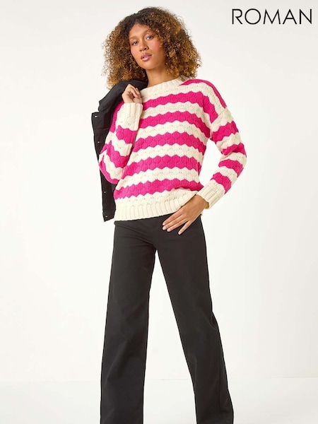 Roman Pink Wave Colour Block Knit Jumper (AY6722) | €53