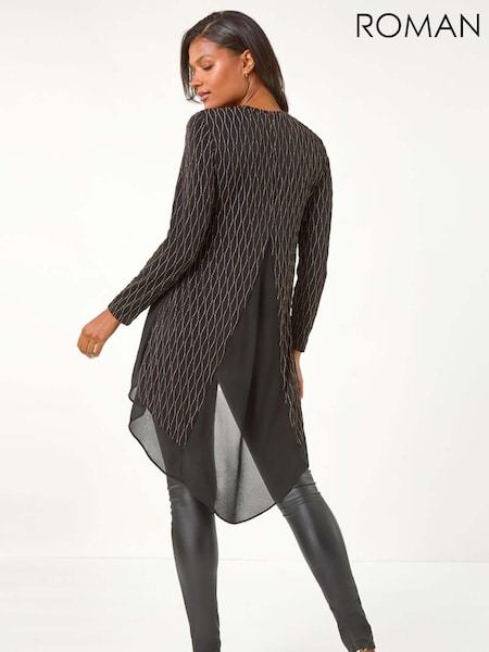 Roman Print Chiffon Hem Stretch Top (AY6724) | €63