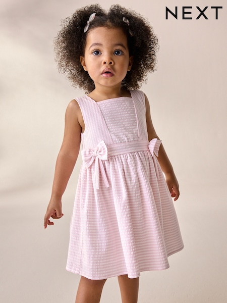Pink/White Stripe Bow Detail Prom Dress (3mths-8yrs) (AY6727) | 144 QAR - 173 QAR