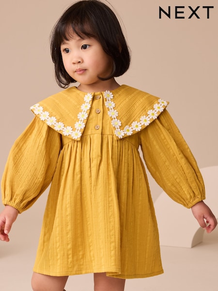 Ochre Yellow Daisy Collar Dress (3mths-8yrs) (AY6728) | AZN 40 - AZN 55