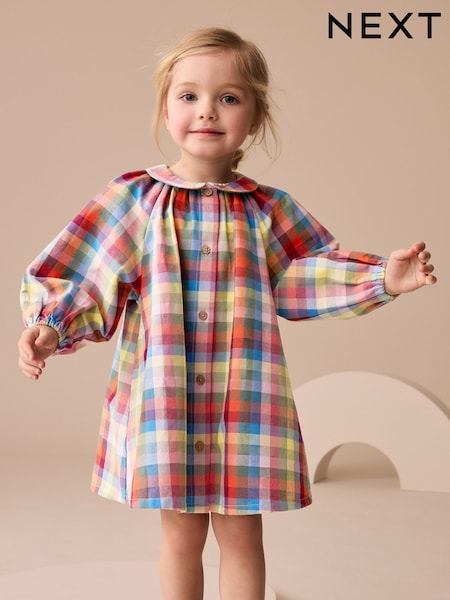 Multi Check Print 100% Cotton Shirt Dress (3mths-8yrs) (AY6733) | AED71 - AED86