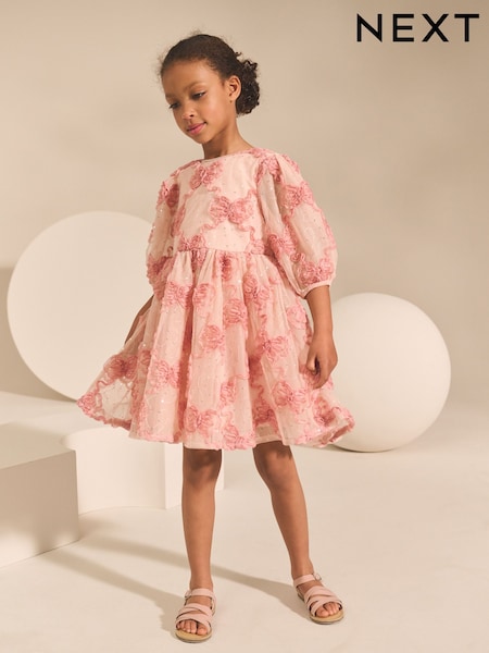 Pink Bow Embellished Mesh Dress (3-16yrs) (AY6839) | AED183 - AED213