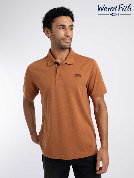Orange - Regular Weird Fish Bobby Melange Pique Polo Shirt