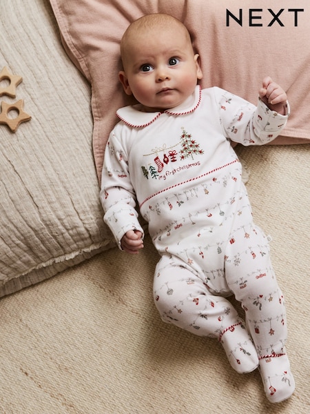 White My First Baby Christmas Sleepsuit (0-18mths) (AY6871) | €14 - €16