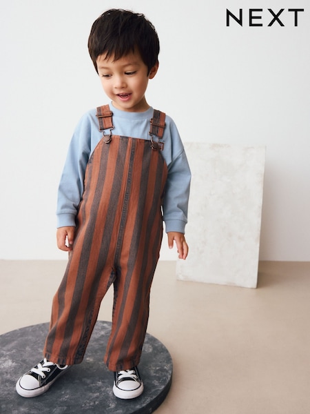 Rust Stripe Dungarees (3mths-7yrs) (AY7031) | 99 QAR - 119 QAR