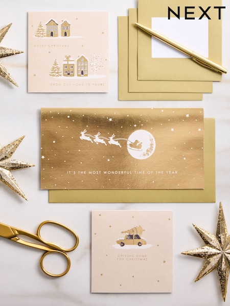 Gold Houses 20 Pack Christmas Cards (AY7052) | €7
