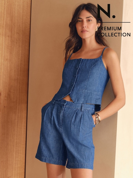 Rinse Blue Linen Blend Denim N. Premium Strappy Waistcoat (AY7063) | €45